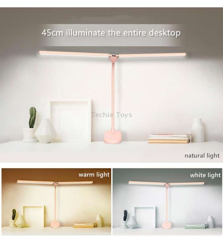 TD5 Double Lamp Head USB Desktop Clip Table Lamp,Style: Plug-in Version (Black)