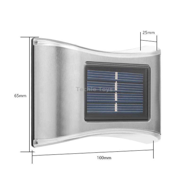 6 LED Solar Outdoor Garden Stainless Steel Wall Lamp(Color Light)