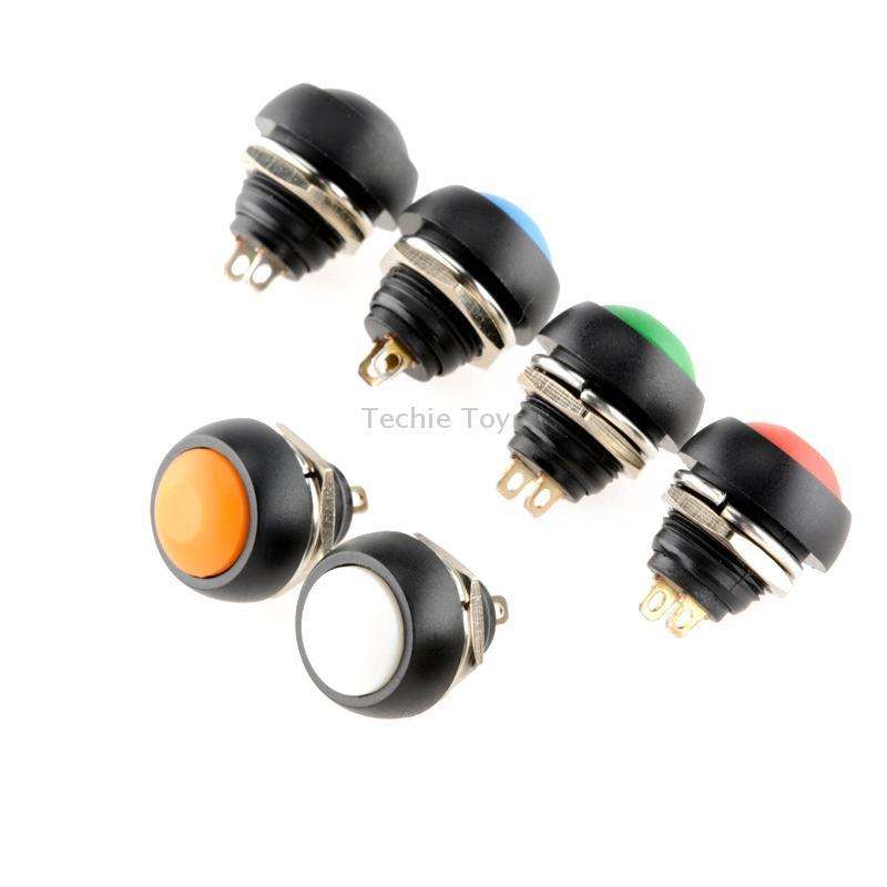 10 PCS Small Waterproof Self-Reset Button Switch(Blue)