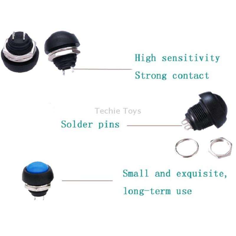 10 PCS Small Waterproof Self-Reset Button Switch(Blue)