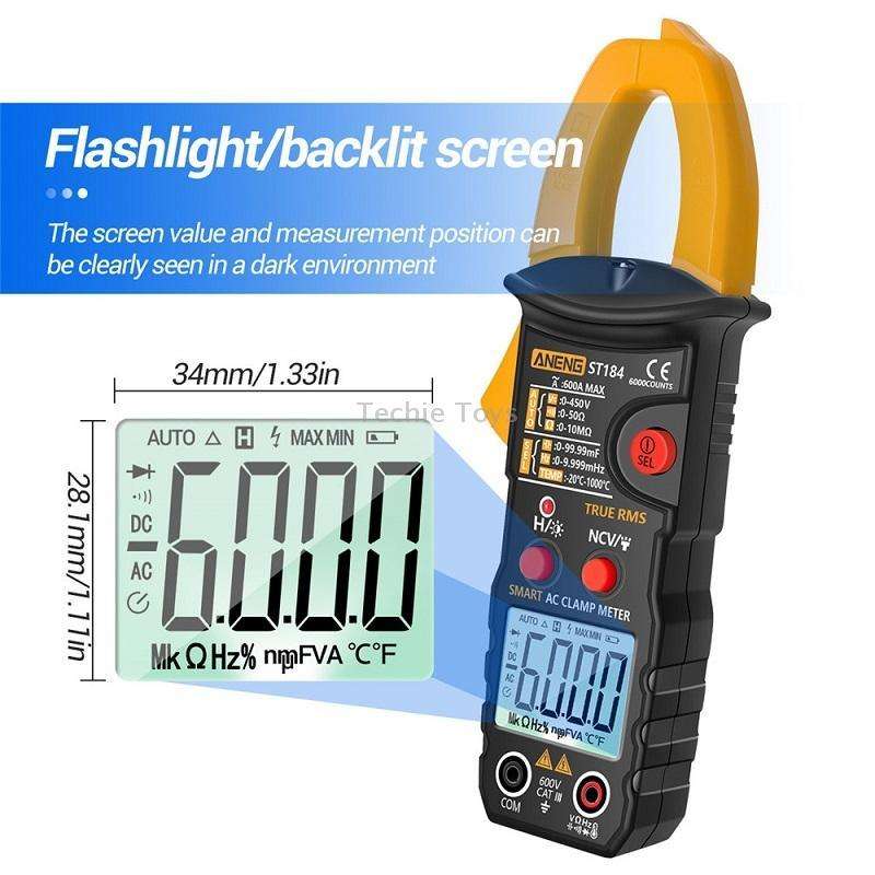 ANENG ST184 Automatically Identify Clamp-On Smart Digital Multimeter(Red)