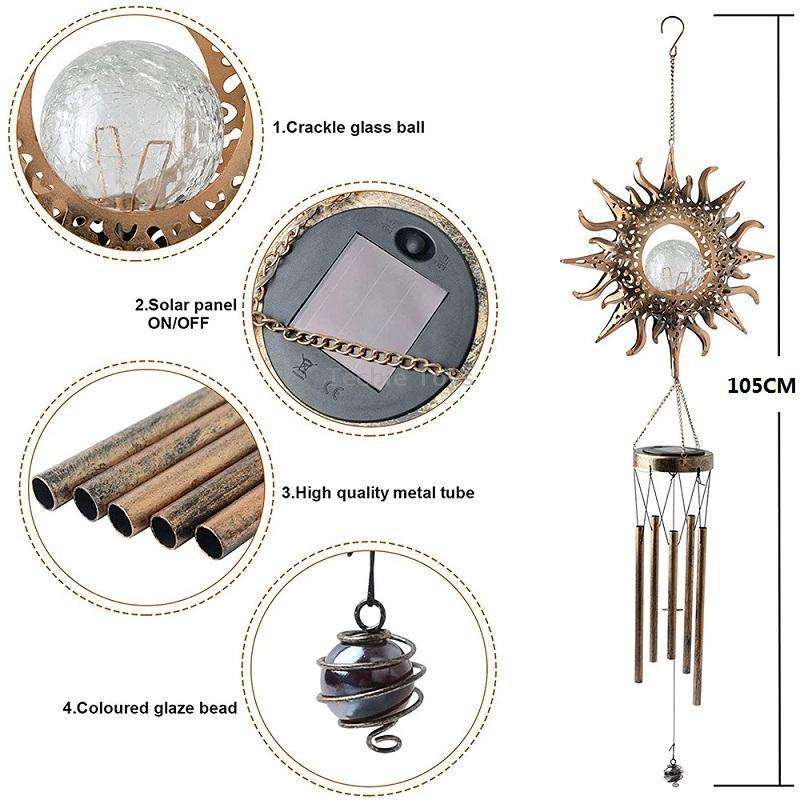 Solar Suspending Iron Wind Chime Lamp(Sun)
