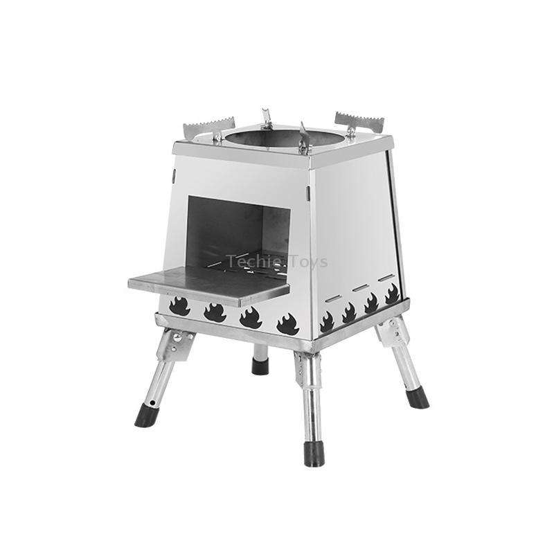 Outdoor Camping Folding Portable Barbecue Wood Stove, Size: Small (Stainless Steel)