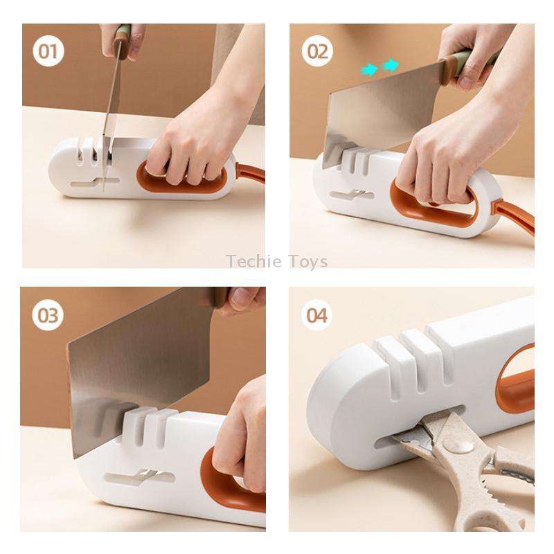 Home Kitchen Quick-Blade Grinding Wheel Sharpener(White Orange)