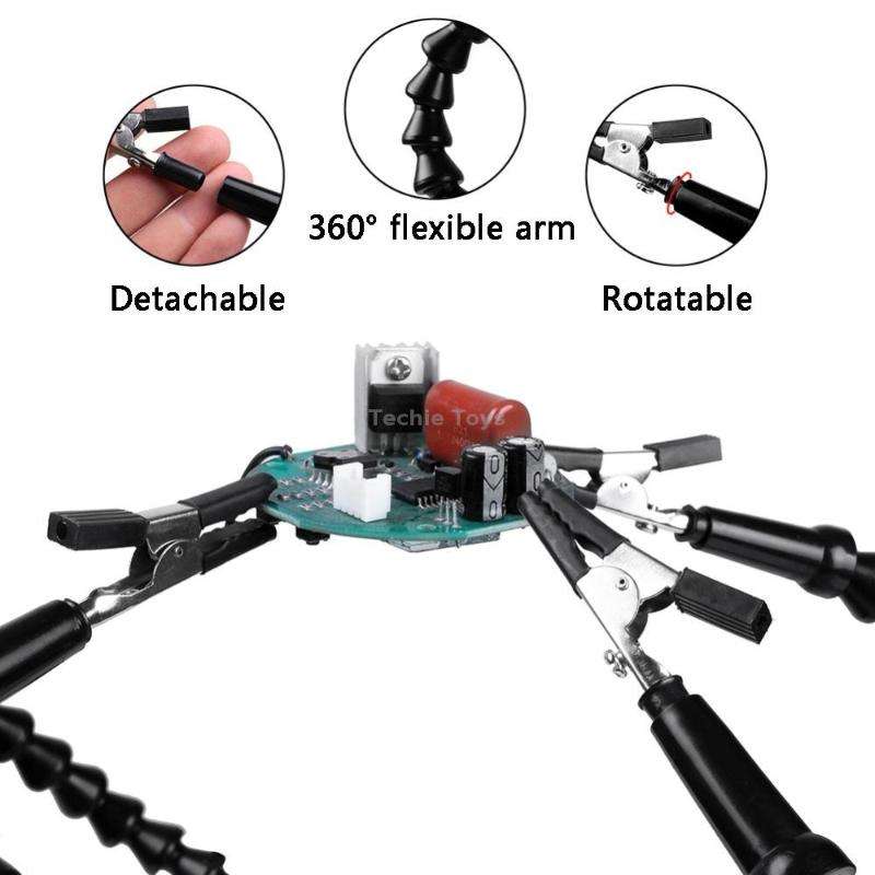 Y4BK-XS Universal Arm Clip-On Base Four-Claw Soldering Station(Black)