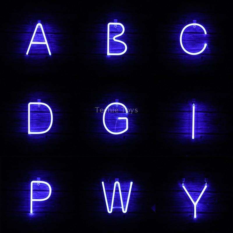 Blue Letter Number Neon Lights Holiday Decoration Lights(Letter A)