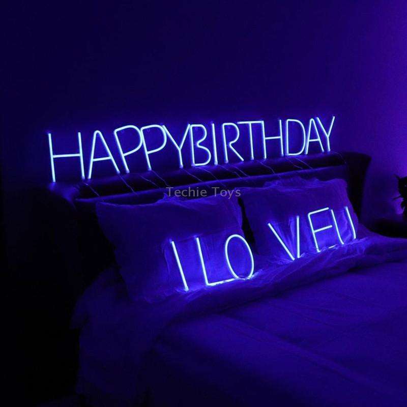 Blue Letter Number Neon Lights Holiday Decoration Lights(Letter A)