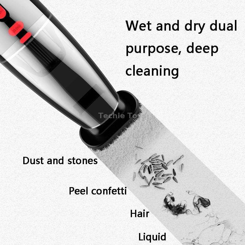 CS1016 120W Cordless Dry Wet Car Handheld Vacuum Cleaner With Light(Black)