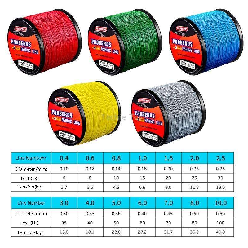 PROBEROS 4 Edited 300M Fish Line, Line number: 6.0 / 60LB(Grey)