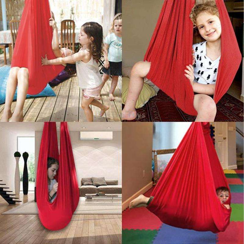 Kids Elastic Hammock Indoor Outdoor Swing, Size: 1x2.8m (Red)
