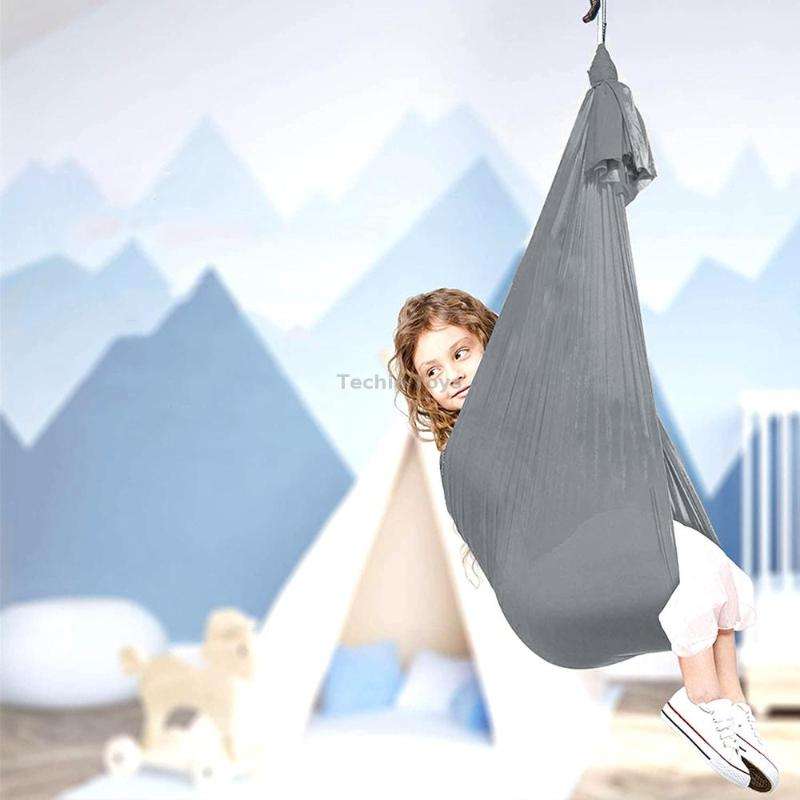 Kids Elastic Hammock Indoor Outdoor Swing, Size: 1x2.8m (Silver Gray)