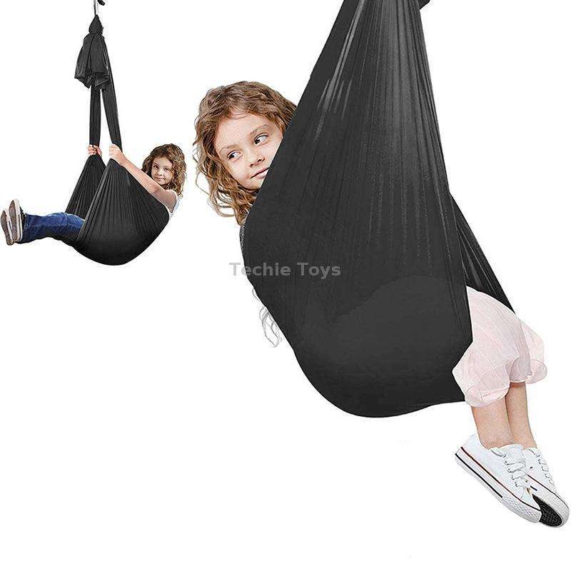 Kids Elastic Hammock Indoor Outdoor Swing, Size: 1x2.8m (Black)