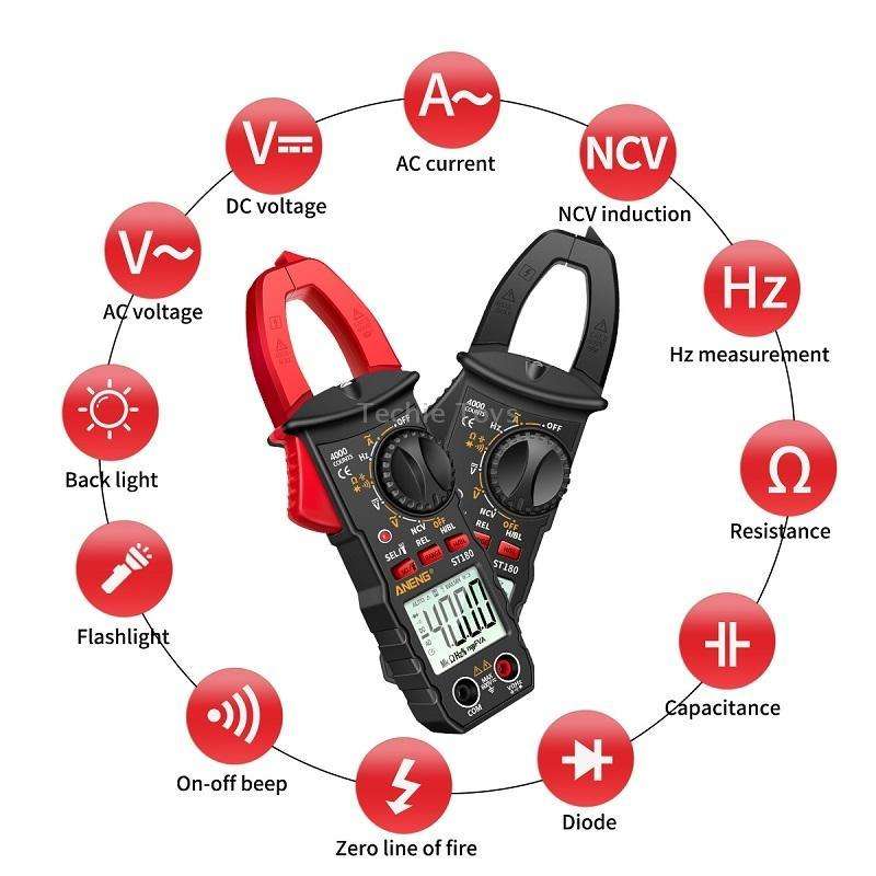 ANENG ST180 Digital Display Clamp AC & DC Intelligent Voltage Multimeter(Black)