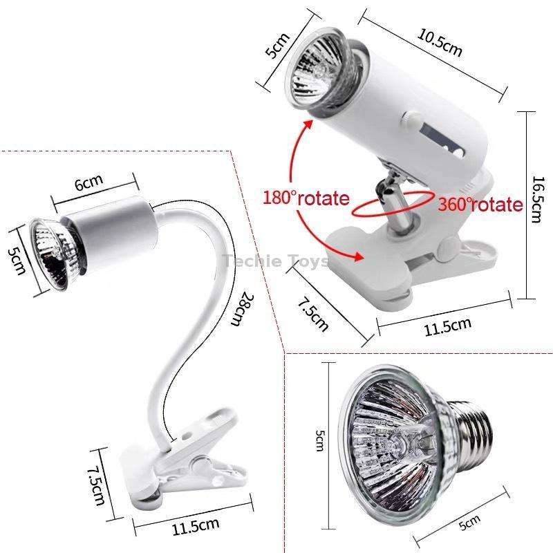 ZY-UAB Turtle Backlight UVA Heated Climbing Pet Backlight, EU Plug With Bulb(Black Short Light Stand