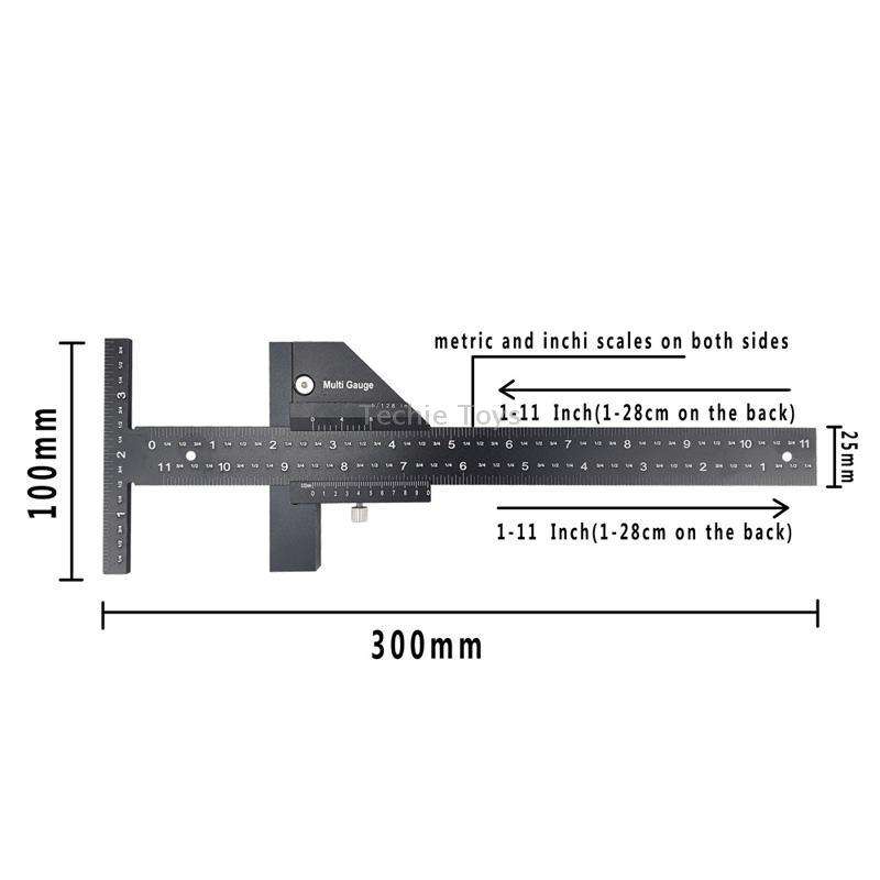 T072 Woodworking Multifunctional Aluminum Alloy Marking Ruler(T Type Ruler)