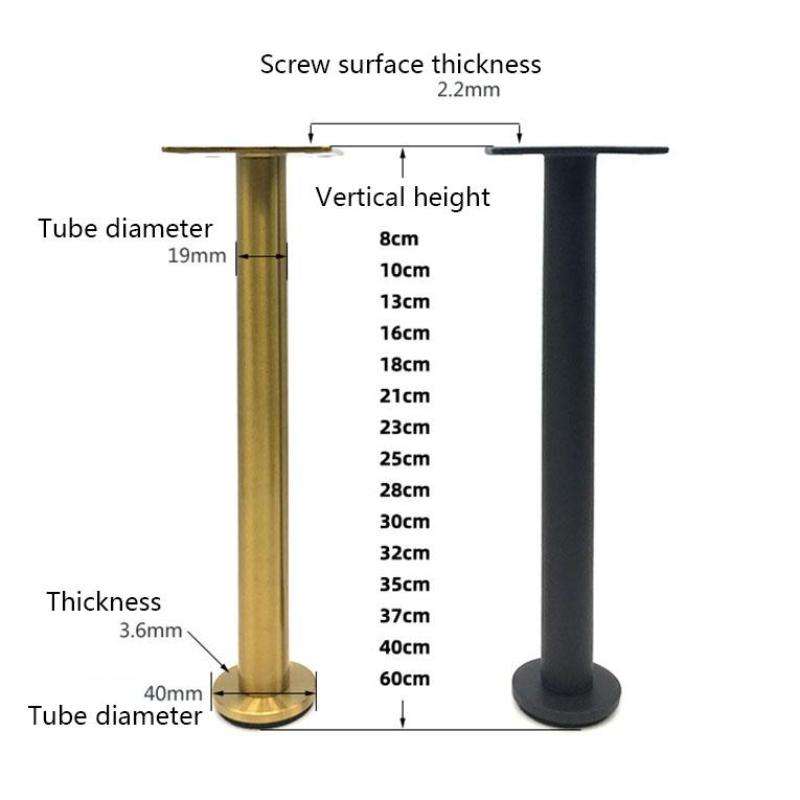 LH-TJ003 Adjustable Stainless Steel Round Tube Furniture Legs, Height: 10cm(Brushed Gold)