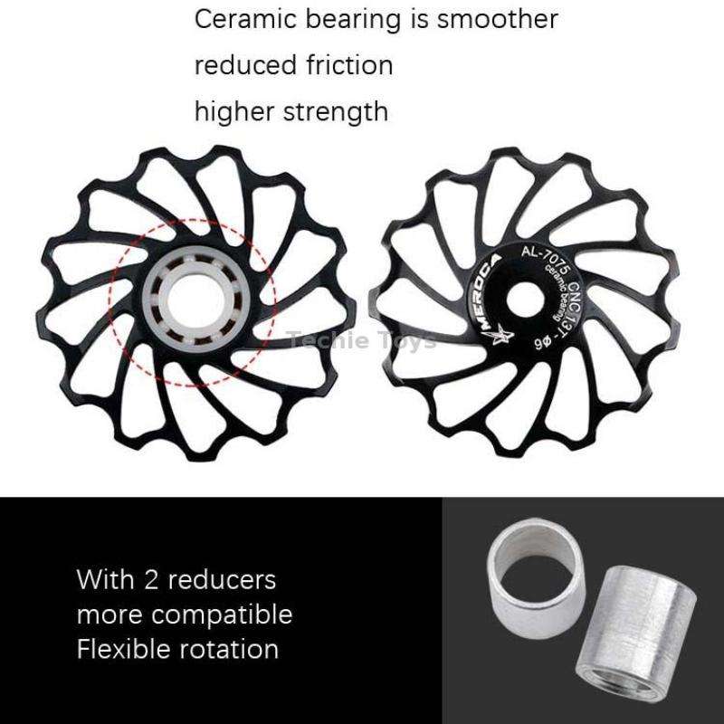 MEROCA Ceramic Bearing Mountain Bike Guide Wheel(13T Black)
