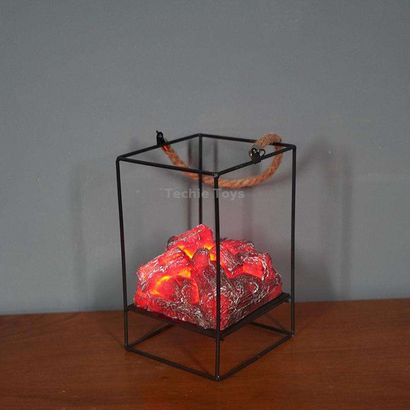 Imitation Charcoal Flame Lamp LED Wrought Iron Holiday Decoration, Spec: Charcoal B