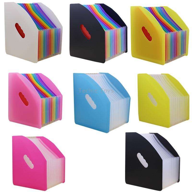 Standing Organ Clip Student Test Paper Storage Clip(White Surface (Rainbow Inner Page))