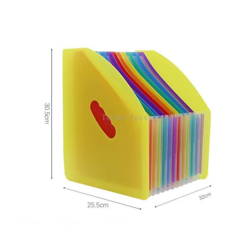 Standing Organ Clip Student Test Paper Storage Clip(White Surface (Rainbow Inner Page))