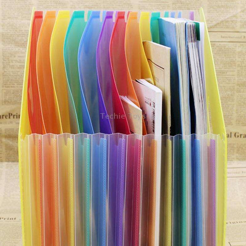 Standing Organ Clip Student Test Paper Storage Clip(White Surface (Rainbow Inner Page))
