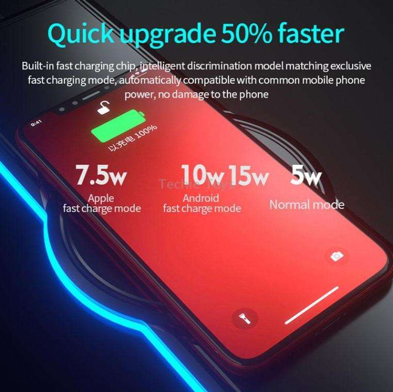 K9186 Multifunctional RGB Lighting Mouse Pad With Wireless Charger(Black)