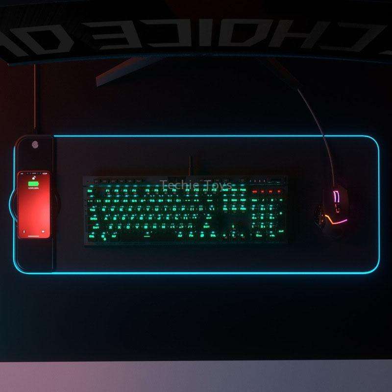 K9186 Multifunctional RGB Lighting Mouse Pad With Wireless Charger(Black)