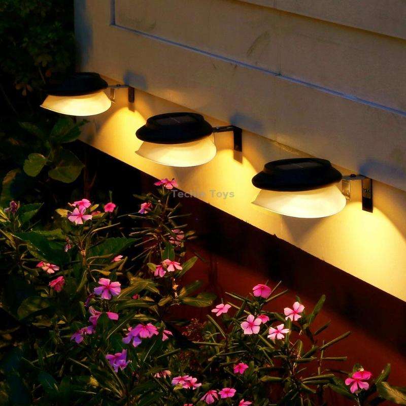 Punch-free Flying Saucer Solar Lamp Outdoor Garden Decoration Wall Lamp(Black Shell Warm Light)