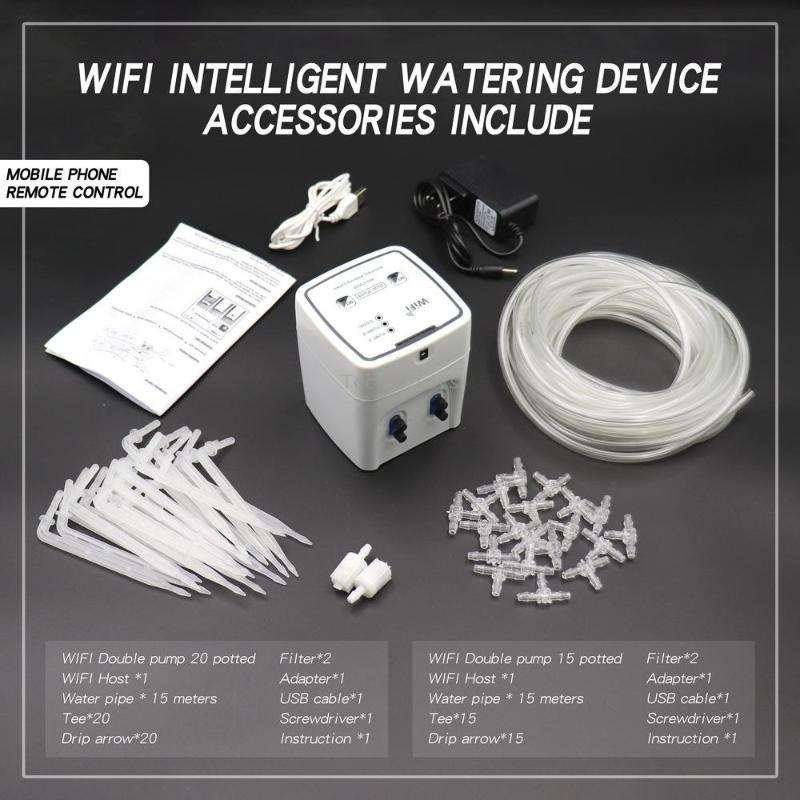 WD-01ADE WIFI Gardening Drip Irrigation Controller, Specification: Double Pump 20 Pots(EU Plug)