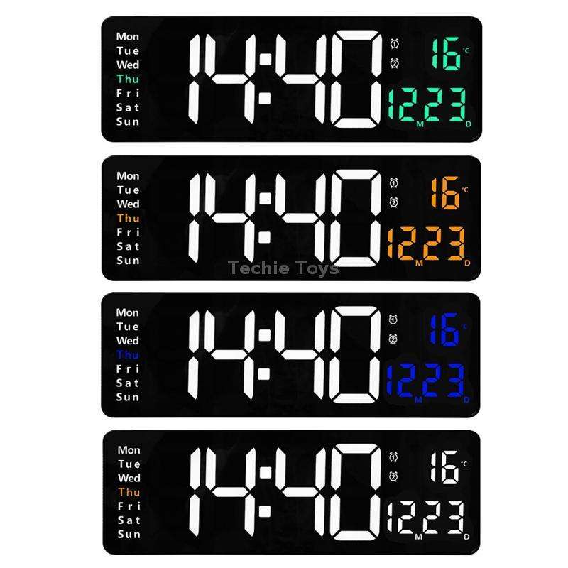 6626 Living Room Wall-Mounted Large Screen Display LED Digital Clock, Color: Green Temperature