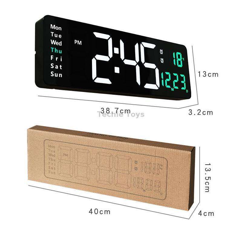6626 Living Room Wall-Mounted Large Screen Display LED Digital Clock, Color: Green Temperature