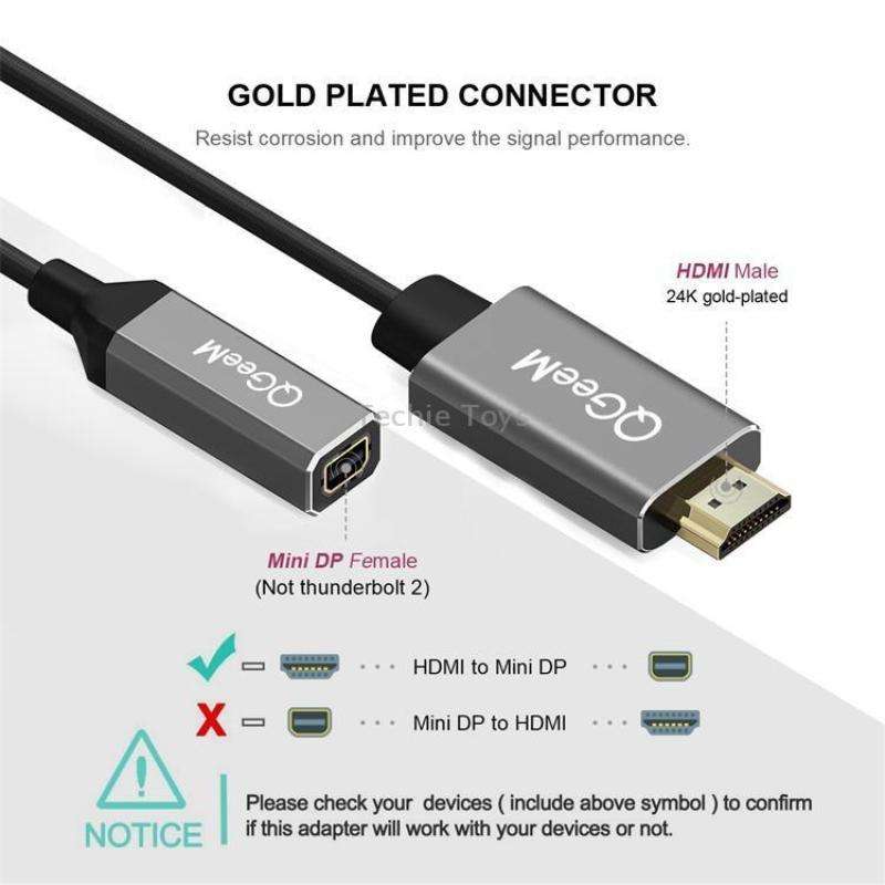 QGeeM QG-HD02 HDMI Single to Mini DP Converter(Silver Gray)