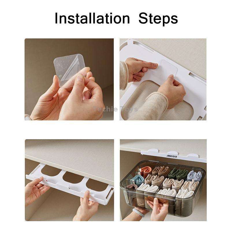 Home Wardrobe Drawer Type Underwear Socks Storage Box With Partition (Transparent)