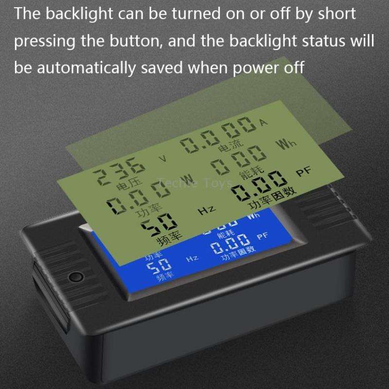 Peacefair English Version Multifunctional AC Digital Display Power Monitor, 100A (Closed CT)