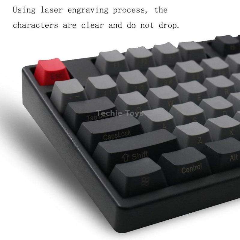 Mechanical Keyboard Laser PBT Keycap Titanium Black Side Words