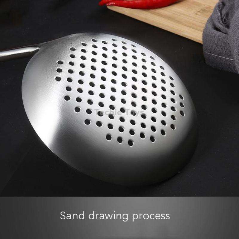 304 Stainless Steel Kitchen Equipment Thickened Hollow Handle Cooking Tool, Style: Slotted Shovel