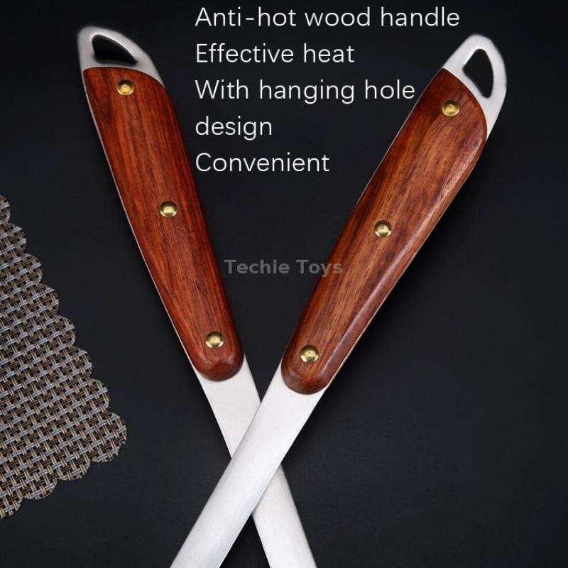 304 Stainless Steel Wooden Handle Kitchenware Home Kitchen Equipment, Style: Slotted Shovel