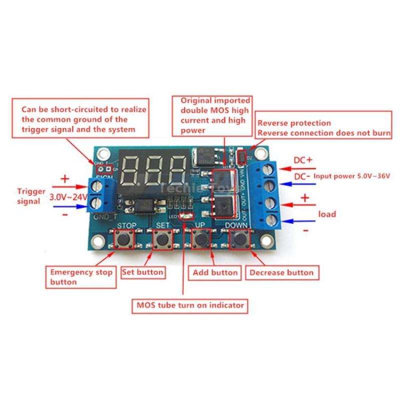 Automotive Delay Switch Module High Power MOS Control Automatic Timing(PCB)