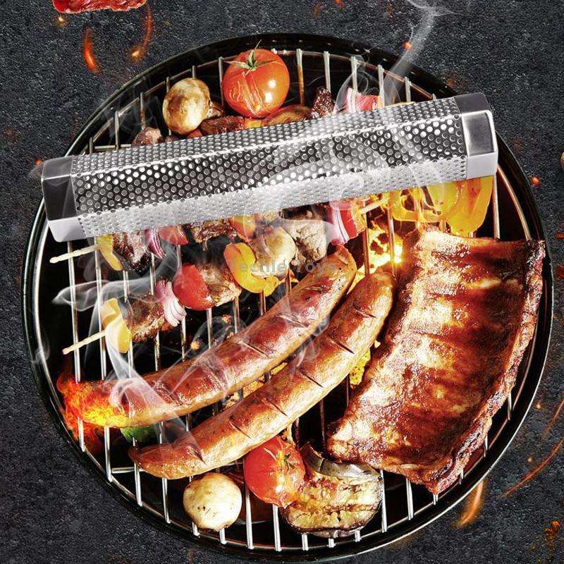 12 Inch Stainless Steel 304 Smoked Tube BBQ Box Outdoor Cold Smoke Box,Style: Only Tube