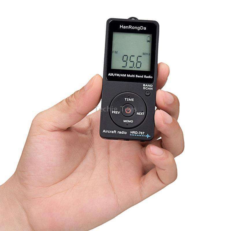 HanRongDa Mini Aviation Band Radio Can Set Automatic Shutdown FM, AM, AIR Radio(Black)