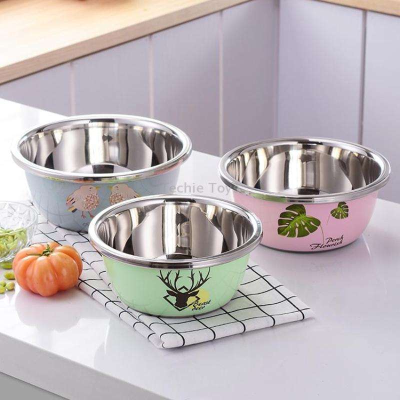 3 PCS / Set SiGang Stainless Steel Cartoon Thickened Seasoning Tank Cooking Wash Basin(22cm+24cm+26c