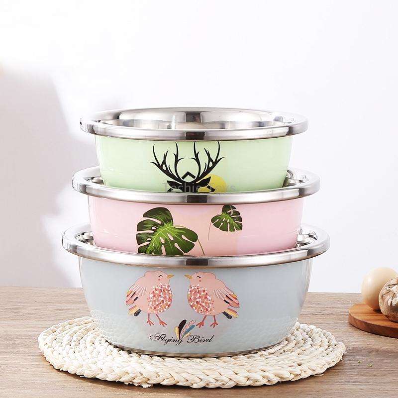 3 PCS / Set SiGang Stainless Steel Cartoon Thickened Seasoning Tank Cooking Wash Basin(22cm+24cm+26c