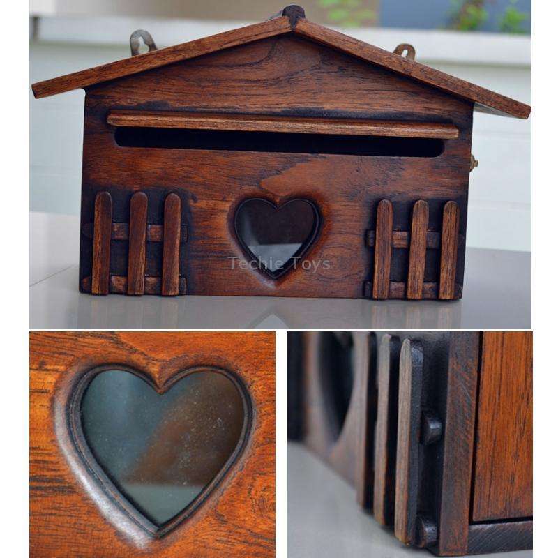 Outdoor Wall-mounted Wooden Letter Box Office Suggestion Box(31x18.5x10cm)