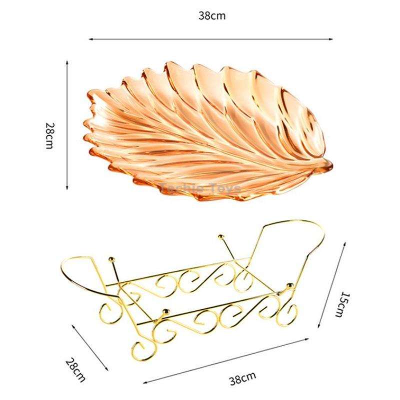 Acrylic Leaf Shape Fruit Tray and Shelf, Style: Shelf (Golden)