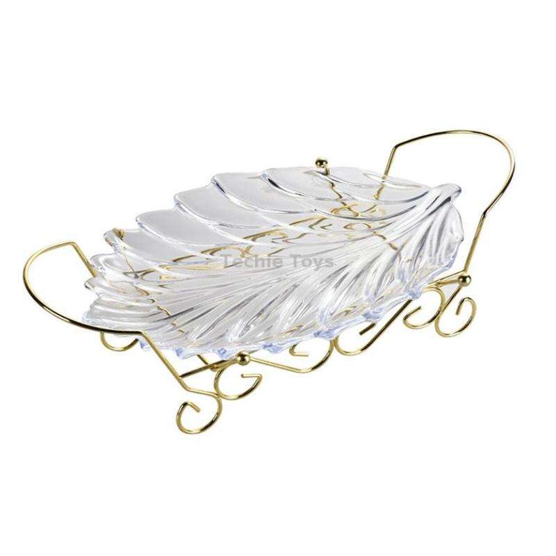 Acrylic Leaf Shape Fruit Tray and Shelf, Style: Shelf (Golden)