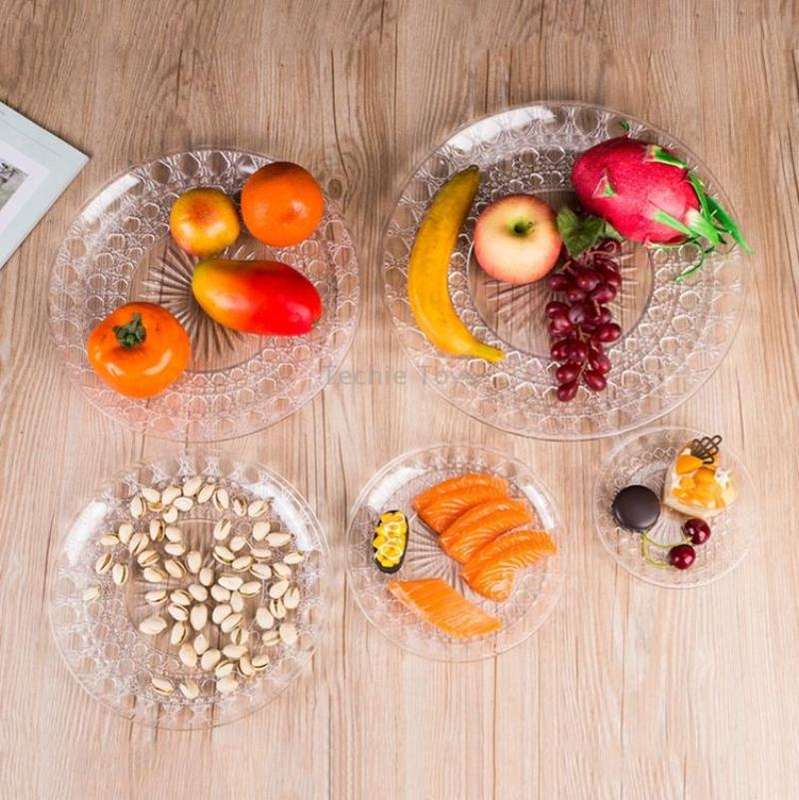5 PCS Acrylic Round Transparent Fruit Dish, Diameter: 15cm(Lotus)