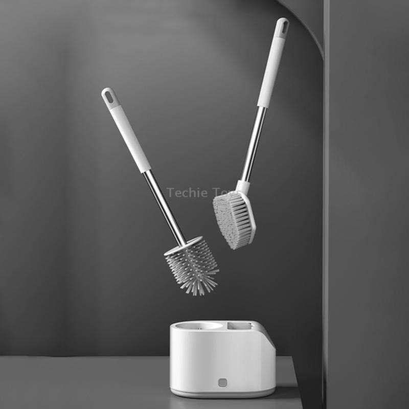 MT2 Silicone Double Brushs Head Toilet Brush Set, Colour: Landing Type