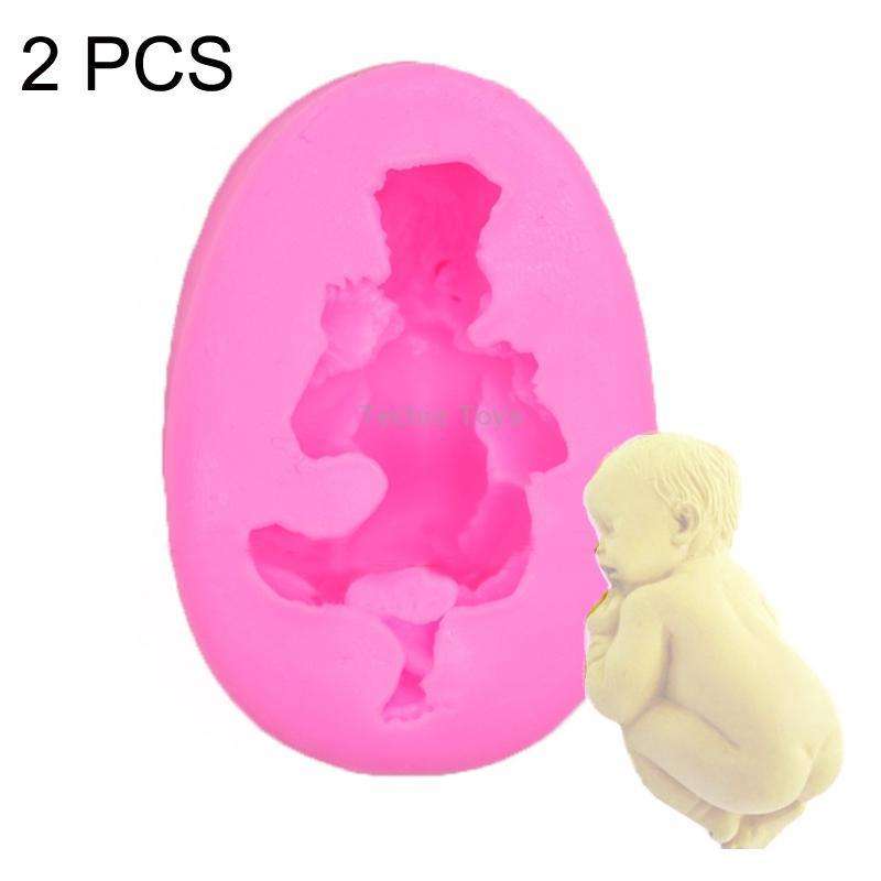 2 PCS Baby Styling Fondant Cake Chocolate Silicone Mold(Pink)