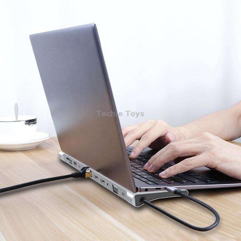 12 In 1 Type C Laptop Smart Docking Station(Gray)
