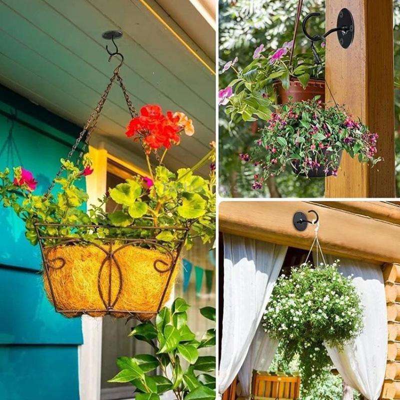 4 PCS Iron Ceiling Hook Balcony Flower Basket Hook Wall Clothes Hook(White)